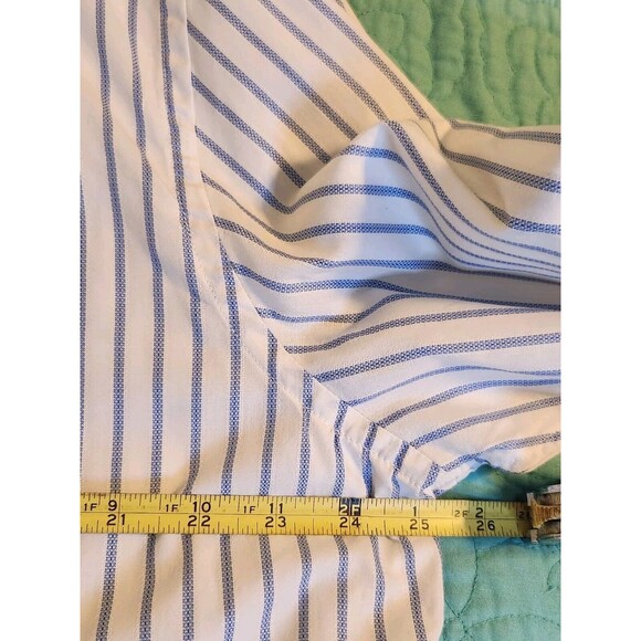American Eagle Outfitters Mens XXL White & Blue striped  Button Up  Cotton Shirt - Picture 6 of 7
